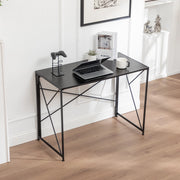 Scrivania pieghevole multifunzionale in MDF e metallo per home office, nera, 99 × 50 × 75 cm