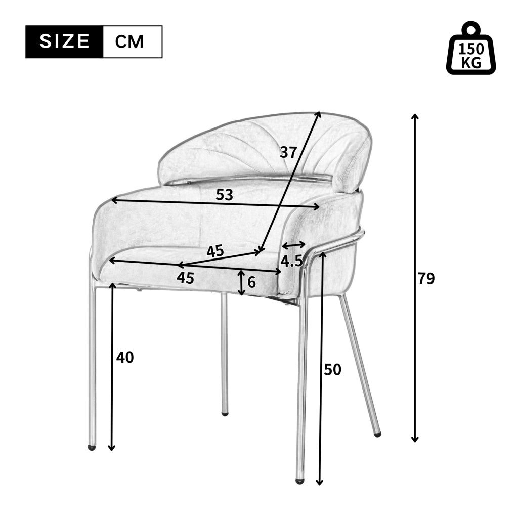 Sedia da pranzo 59.69x59.69x55.88 cm con comfort ed ergonomia in velluto grigio
