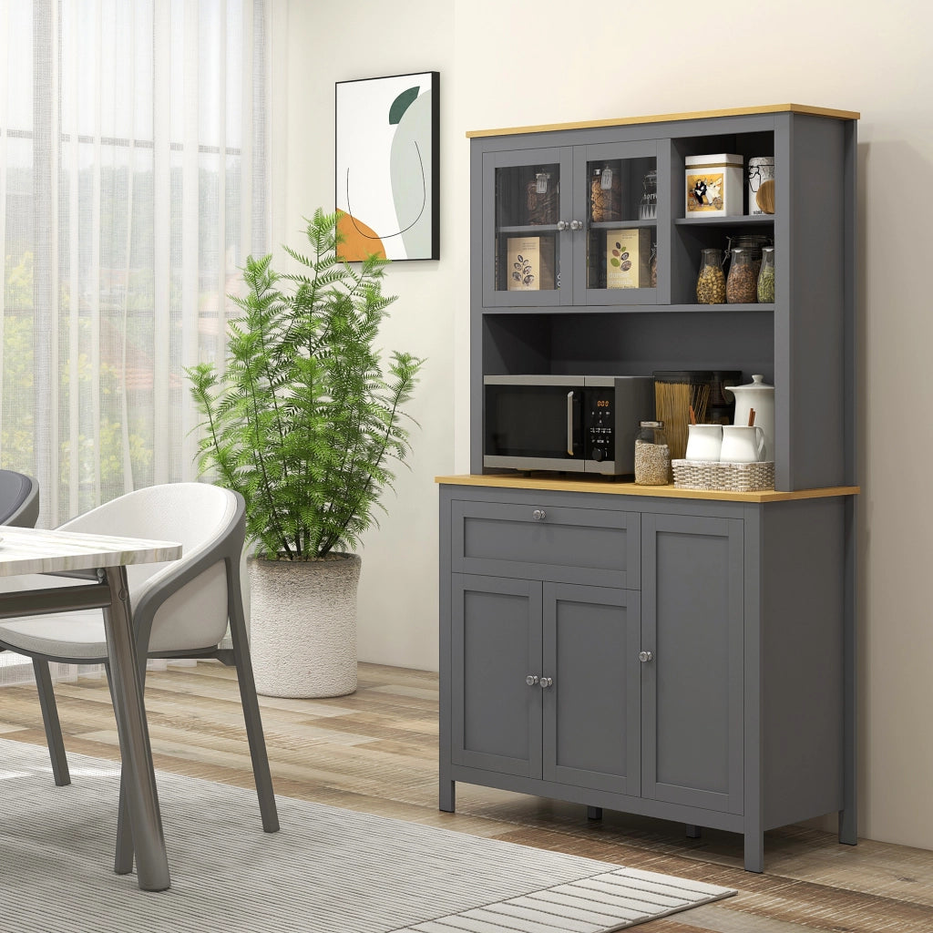 Armadio Cucina con Ante e Ripiani ¨C Zephmum ¨C Grigio 100x40x180 cm