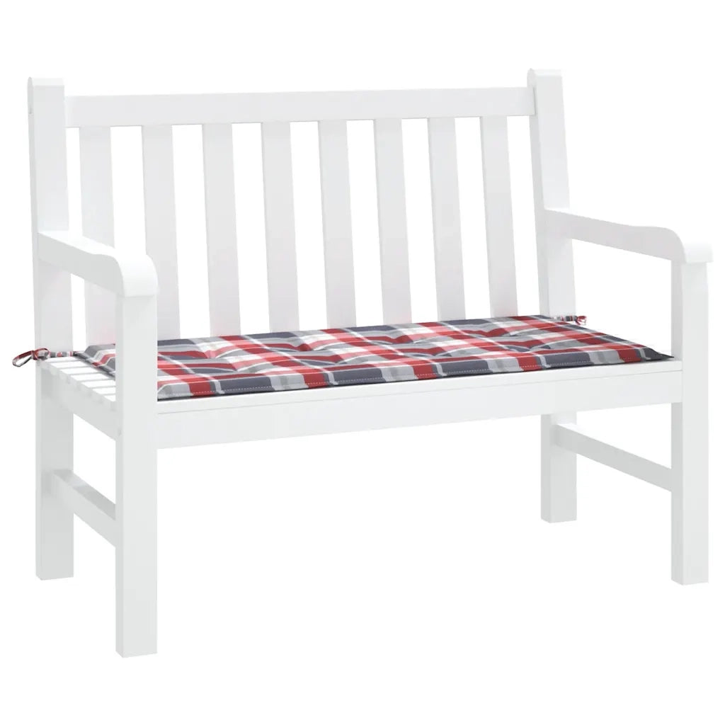 Cuscino Panca da Giardino a Quadri Rossi 120x50x3 cm in Tessuto cod mxl 68220