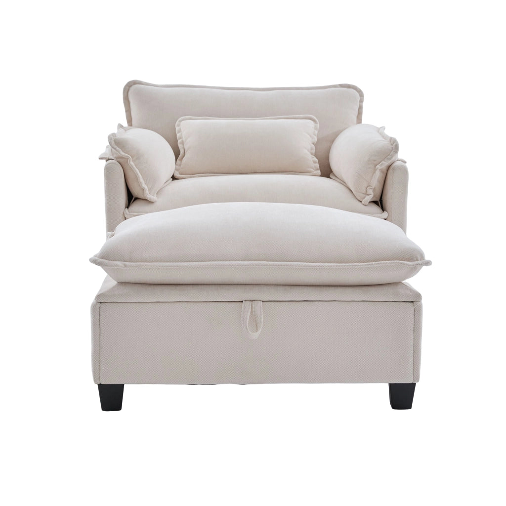 Poltrona XXL con Poggiapiedi e Cuscino ¨C MINIMAL ¨C Velluto, Soggiorno
