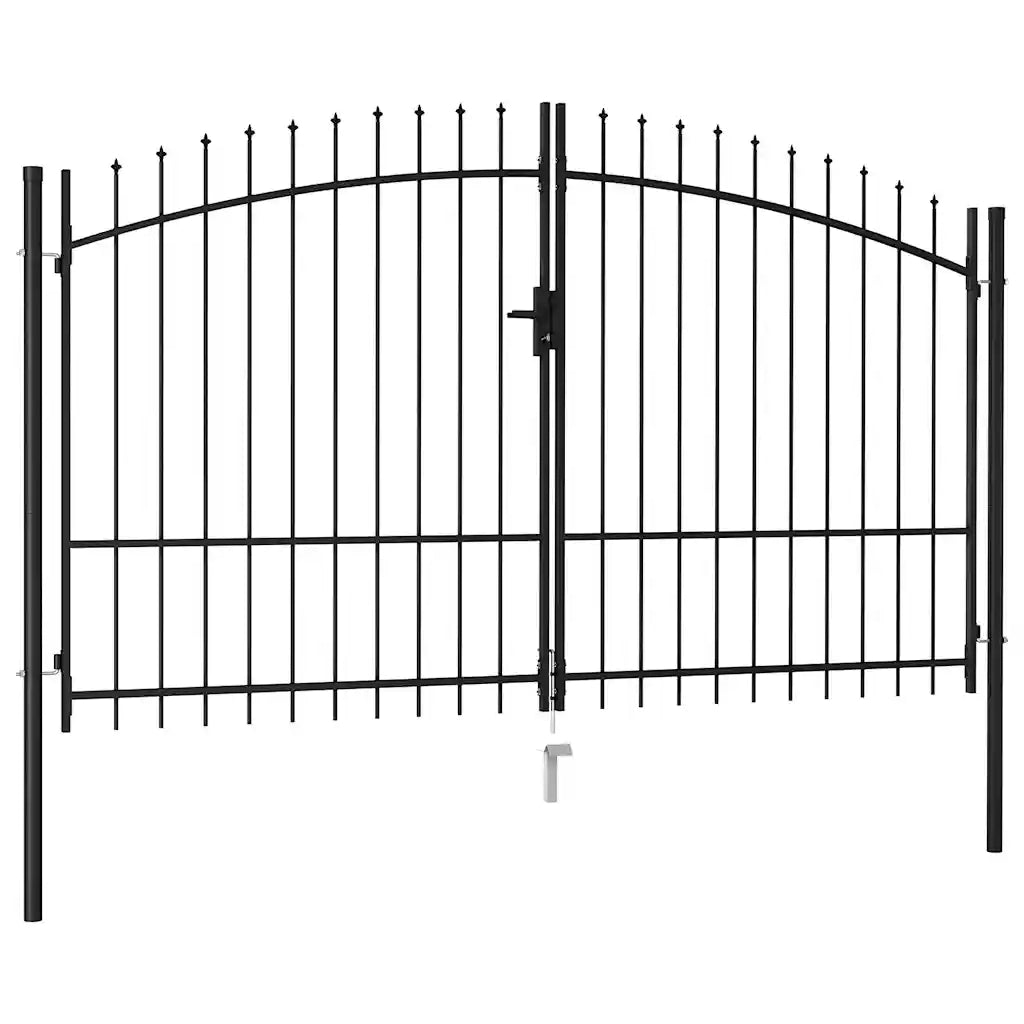 Cancello a Doppia Anta con Punte in Acciaio 3x2 m Nero cod mxl 48182