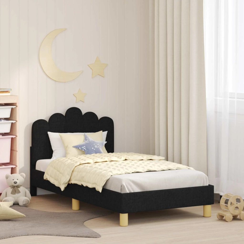Struttura letto bambini con testata Nero 80 x 160 cm Tessuto
