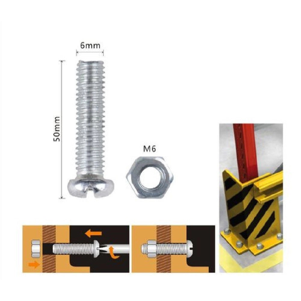 Trade Shop - Set 6 Pz Viti Vite Testa A Croce Tonda 6 X 50mm Con Dadi Dado Esagonale M6 90980 -
