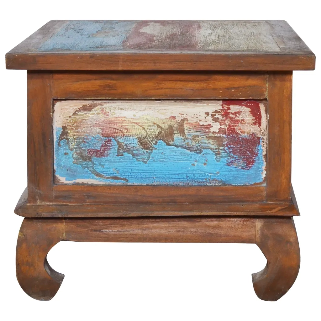 Tavolino da Salotto 80x50x40 cm in Legno di Teak di Recupero 289057