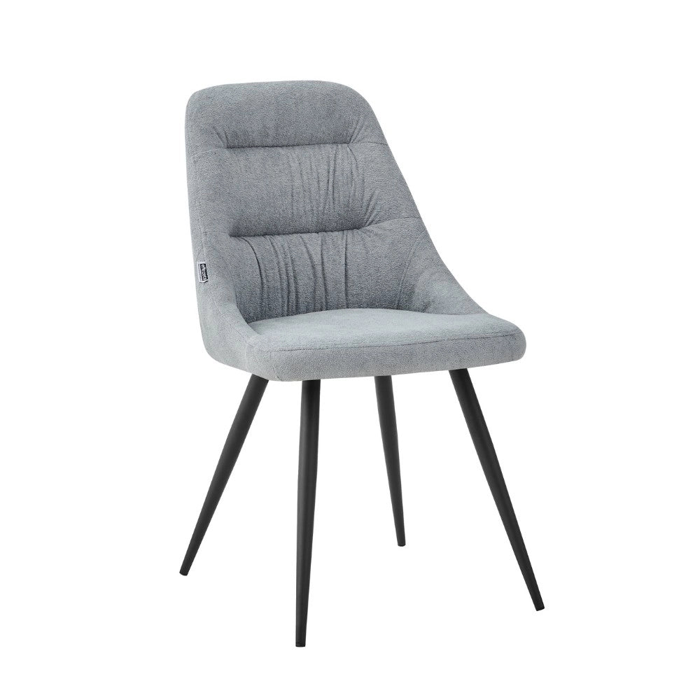 Set 2 Sedie imbottite Cascade tessuto colore grigio chiaro e gambe in metallo nero