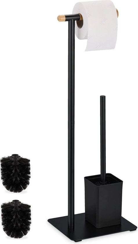 Set di accessori per il water - 2 in 1 - bambù e acciaio inossidabile - igienico