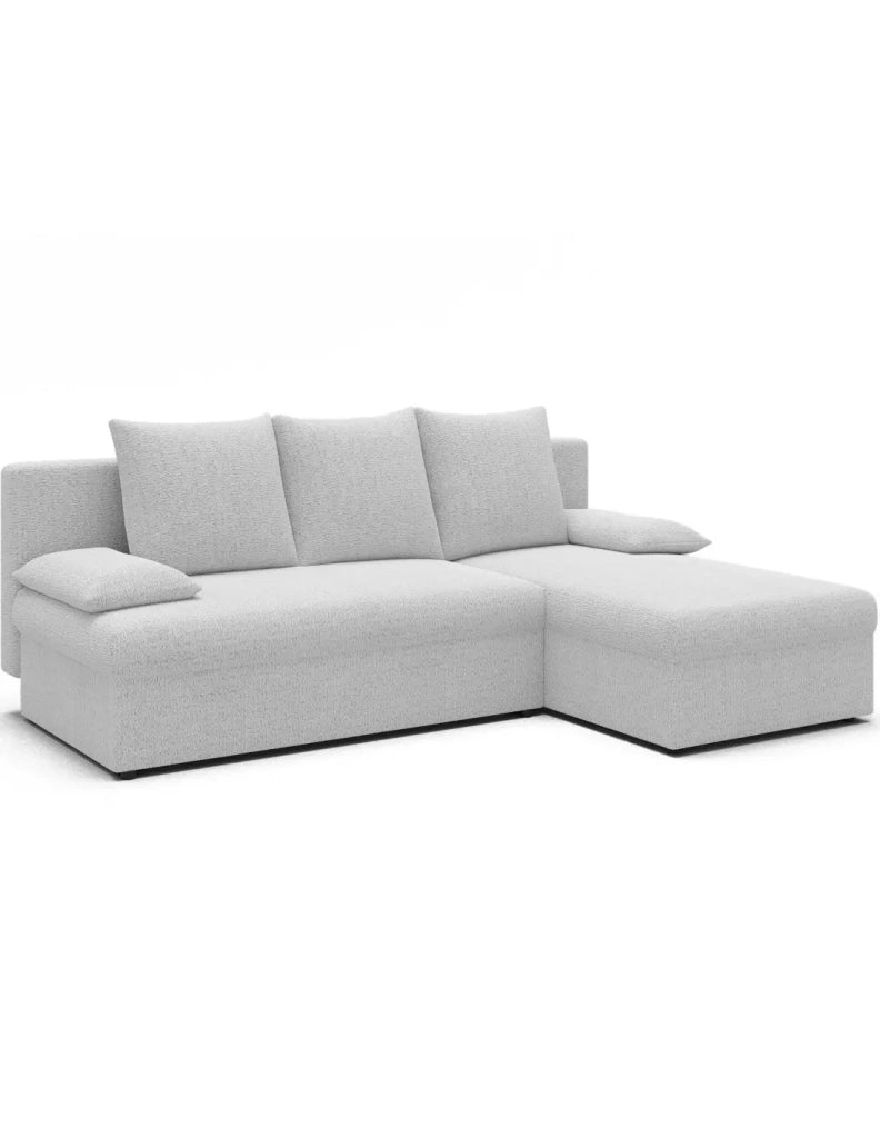 Divano ad angolo Bianco 3 posti piccolo spazio 206x90x146cm GINA
