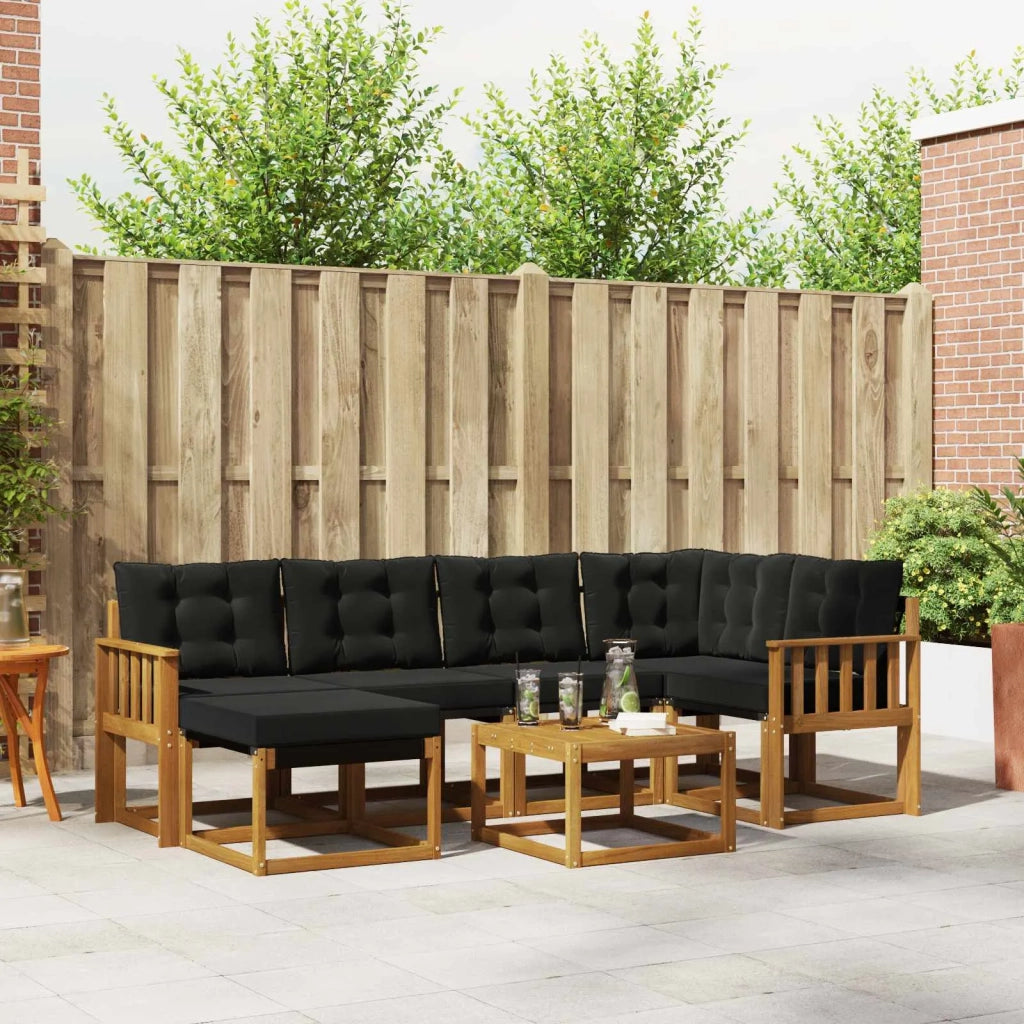 Set di divani da esterno con cuscino 7 pcs Naturale e Nero 3368855