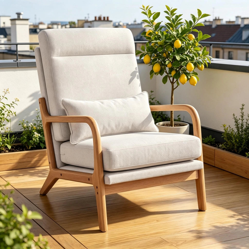 POLTRONA da salotto schienale alto 64x86x93 cm Crema