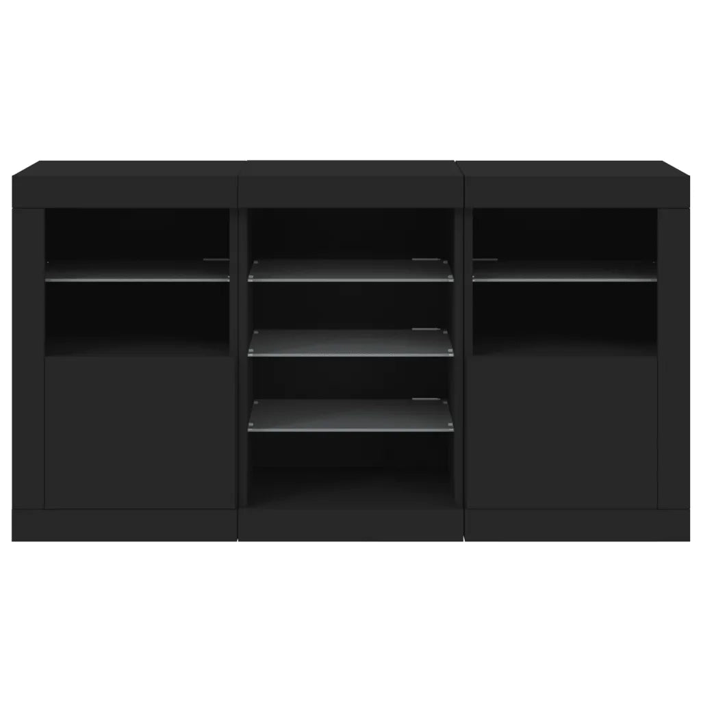 Credenza con Luci LED Nera 123x37x67 cm 3209080