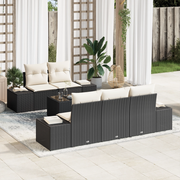 Set di divani da giardino da 6 pezzi con cuscini neri in polyrattan