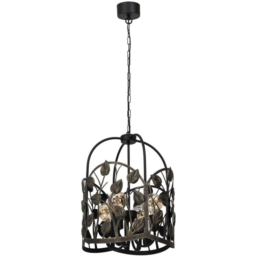 Lampada sospesa Blatt 4xE27 nera metallo Luminex