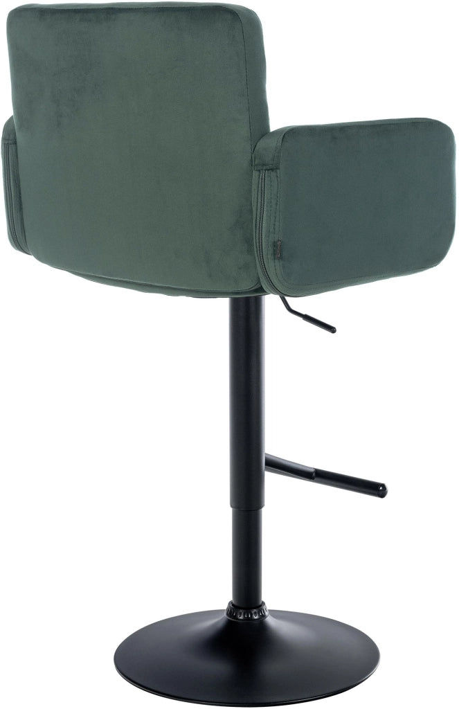 Set di 2 sgabelli da bar Los Angeles in velluto Verde scuro,nero