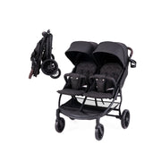 Passeggino doppio pieghevole per bambini con schienale regolabile, Passeggino portatile per neonati Grigio scuro-Passeggini per bimbi