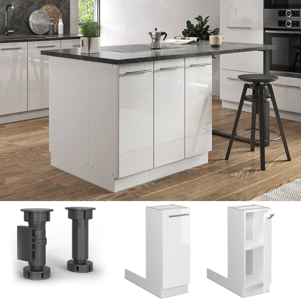 Vicco Isola cucina Bianco lucido 30 cm senza piano di lavoro