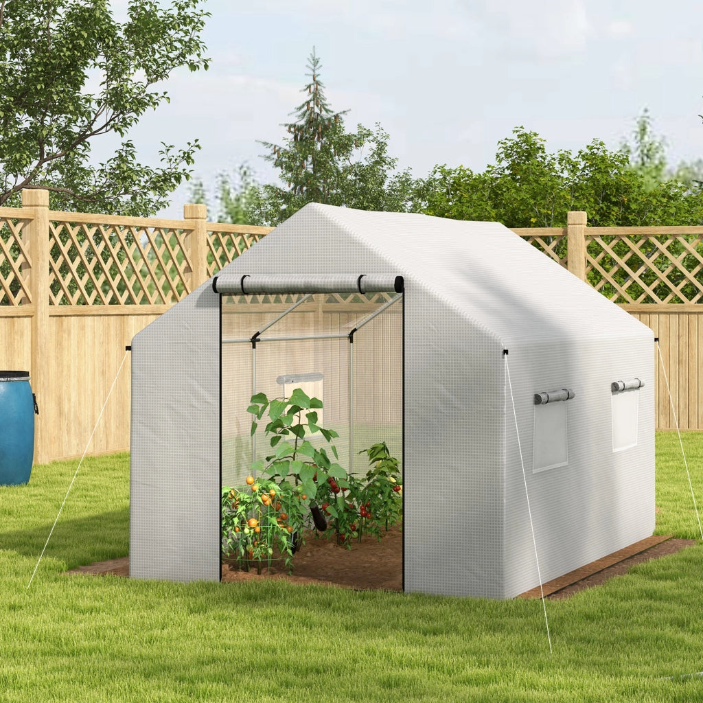 Serra Tunnel 2x3x2 m con 4 Finestre a Rete e Porta con Cerniera ¨C zephmum ¨C Bianco