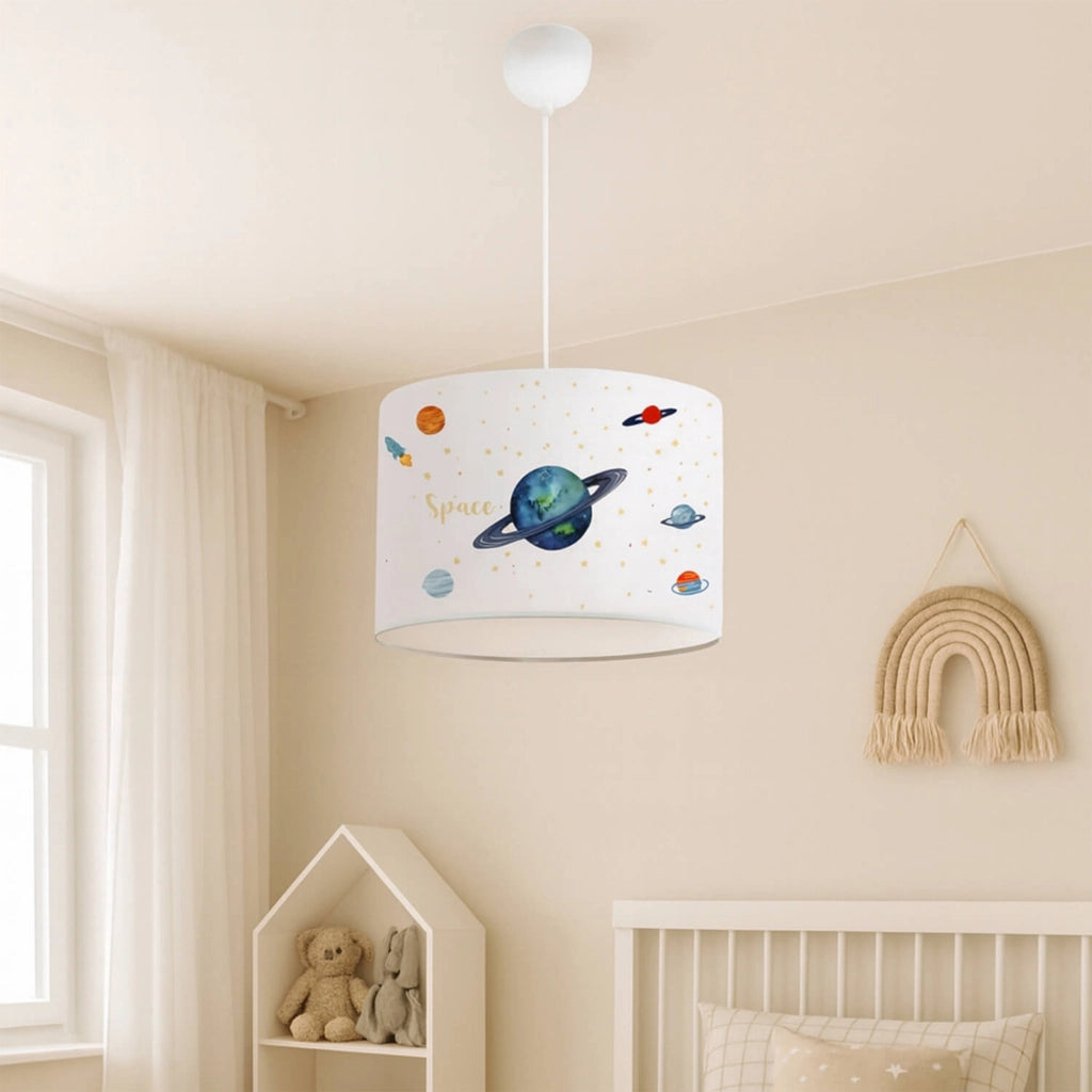 Lampada a Sospensione Rugby per Cameretta Paralume Bianco Design Pianeti lux.pro
