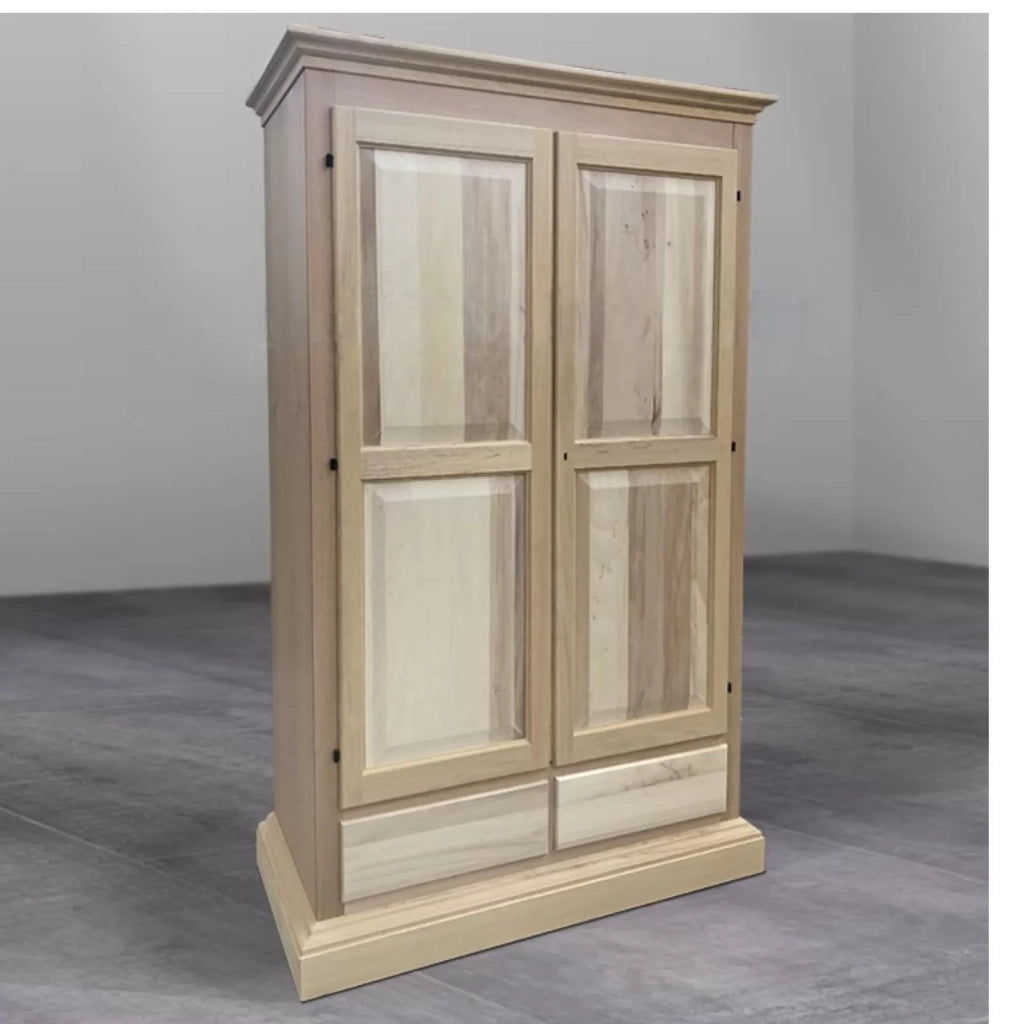 Armadio 2 porte cappello dritto legno grezzo 125x61x200 - Mobili 2G