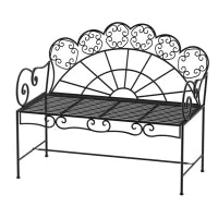Panchina da Giardino Biposto Stile Classico in Ferro 113 x 56.5 x 90.5cm, Nero