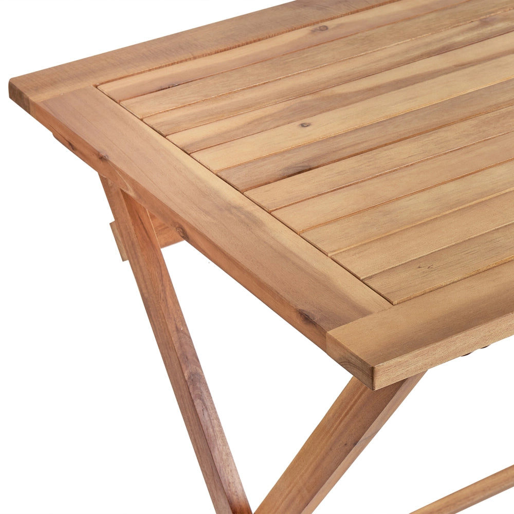 Tavolo da pranzo da giardino in legno di acacia rettangolare in legno chiaro 120 x 60 cm pieghevole stile retrò tradizionale