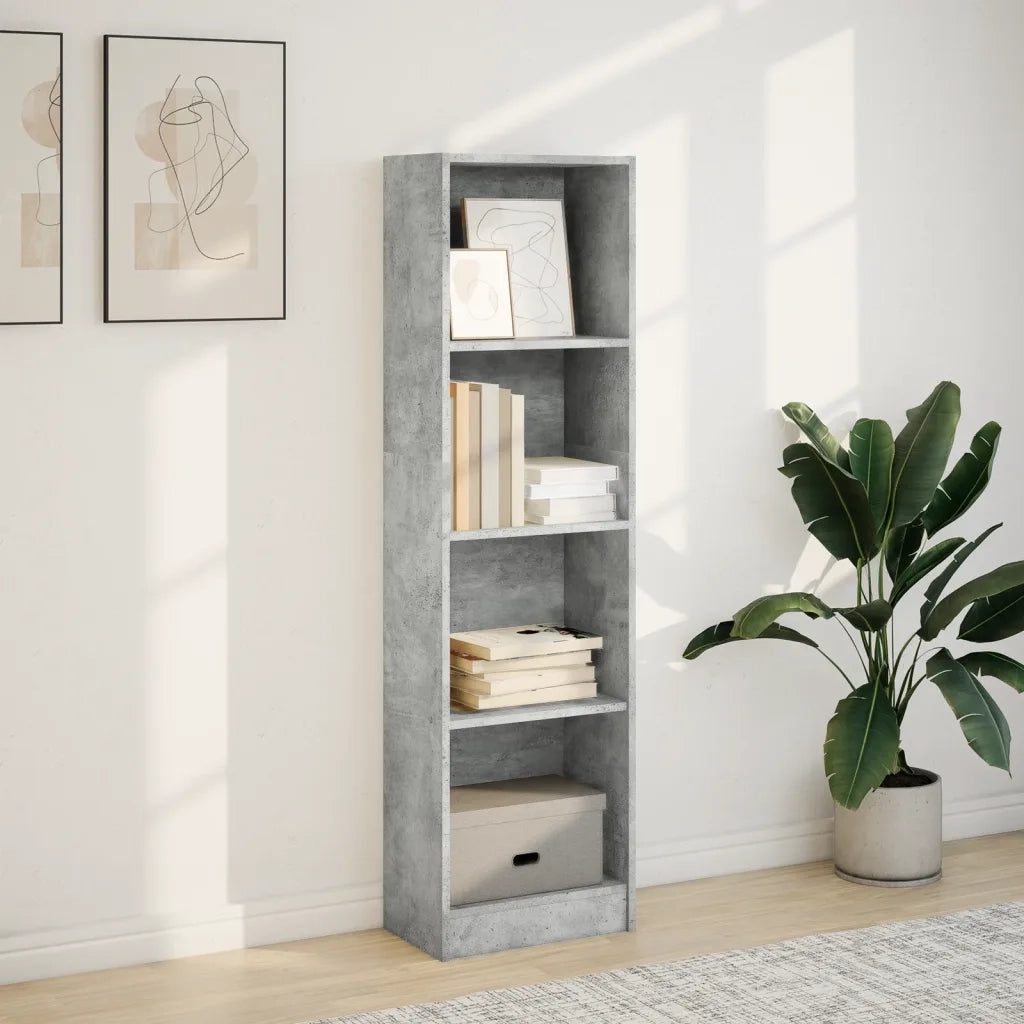 Libreria-Scaffale per Libri-Mobile di Stoccaggio Grigio Cemento 40x24x143 cm in Truciolato