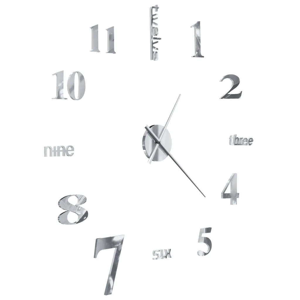 Orologio da Parete 3D in Stile Moderno 100cm XXL Argento 50636