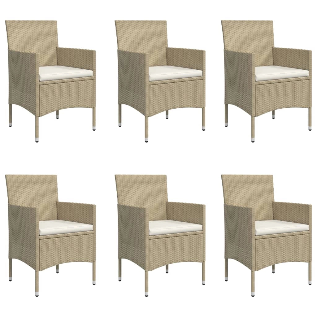 Set di mobili da pranzo da giardino beige/nero da 7 pezzi con cuscini 02_0014622