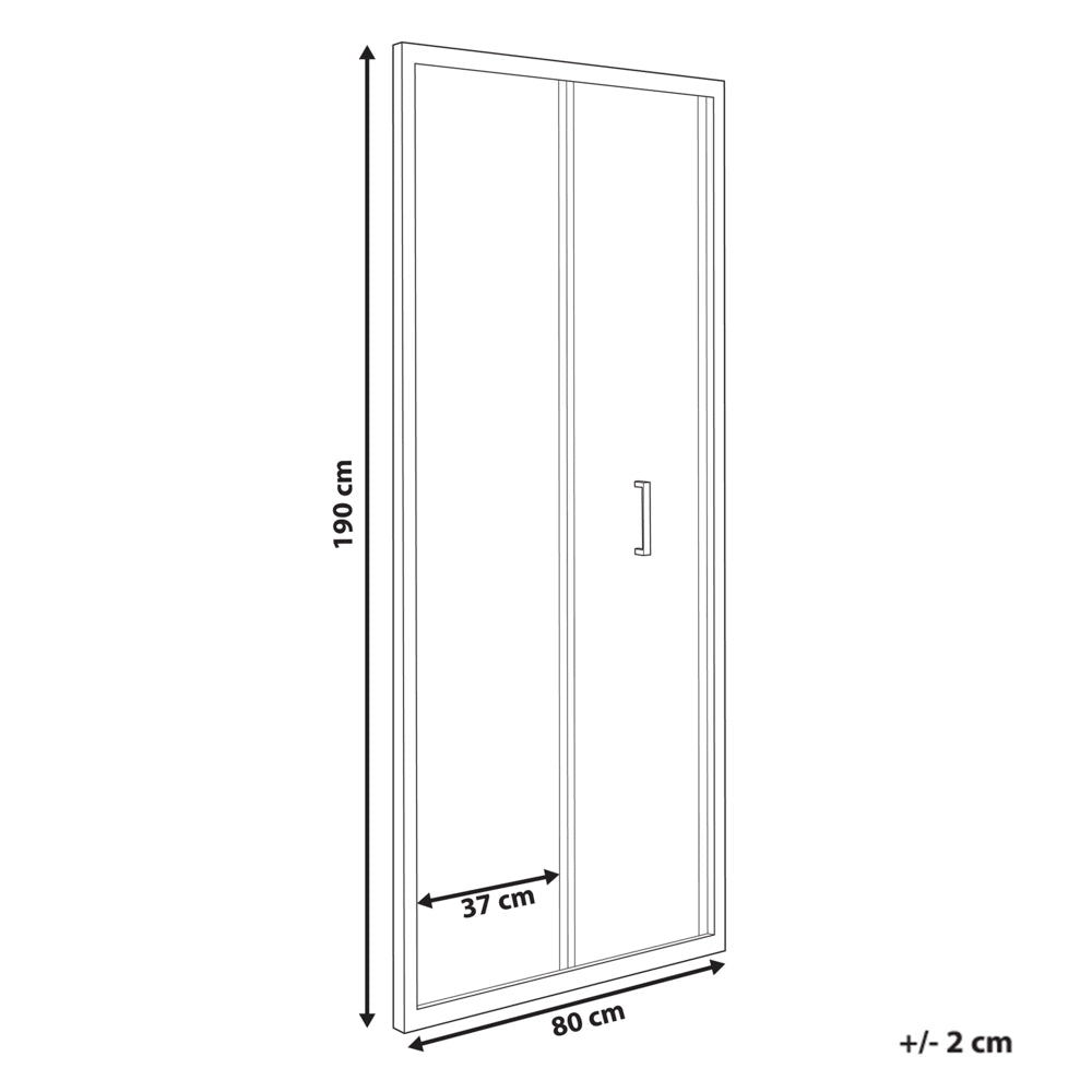 Porta da doccia pieghevole in vetro temperato trasparente con anta 80 x 190 cm Nero design elegante