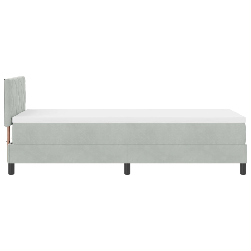 Letto Box Spring con Materasso Grigio Chiaro 80x200 cm Velluto