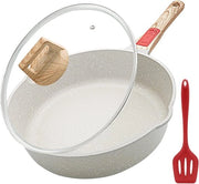 Piastra da griglia 28 cm con coperchio - Piastra antiscivolo con maniglia rimovibile, adatta a tutti i fornelli, resistente a forno e lavastoviglie