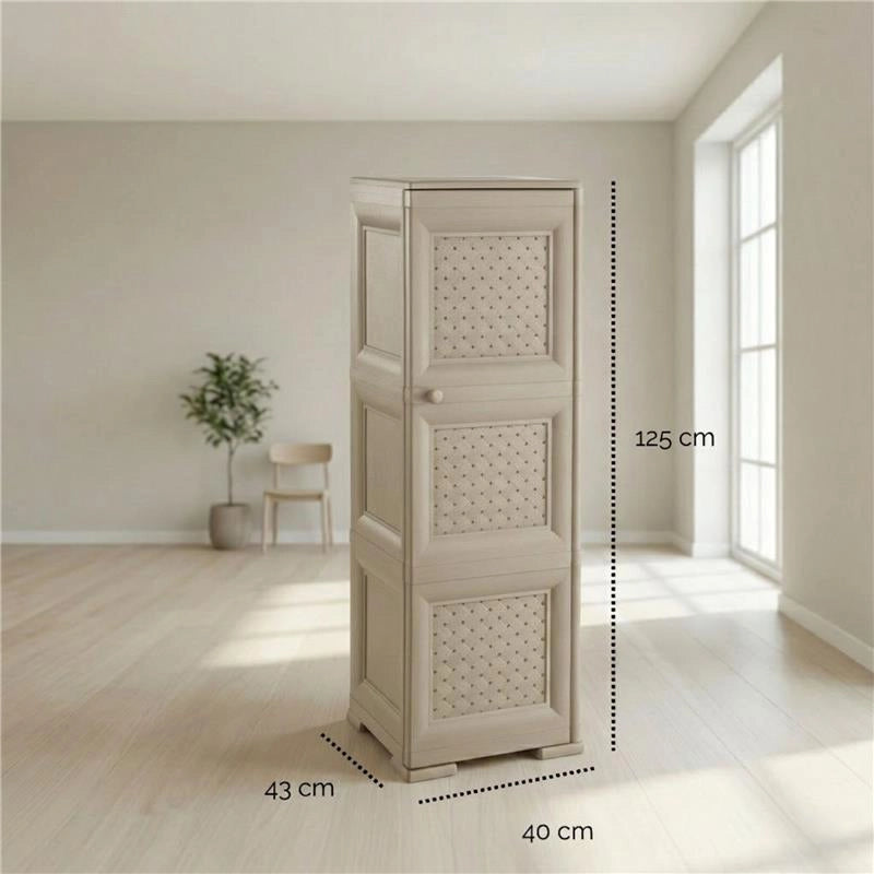MOBILE 3 MODULI TALPA 40X43X125 CM CON ANTE TRAFORATE – CONTENITORE VERTICALE ORGANIZZAZIONE CASA PER INGRESSO E ZONA GIORNO
