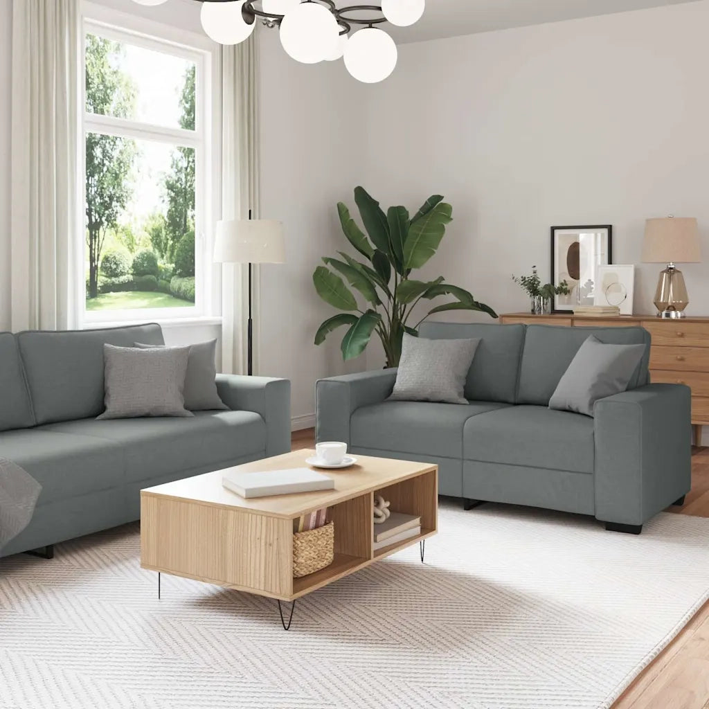 Set di Divani 3 pz con Cuscini Grigio Scuro in Tessuto 3324650