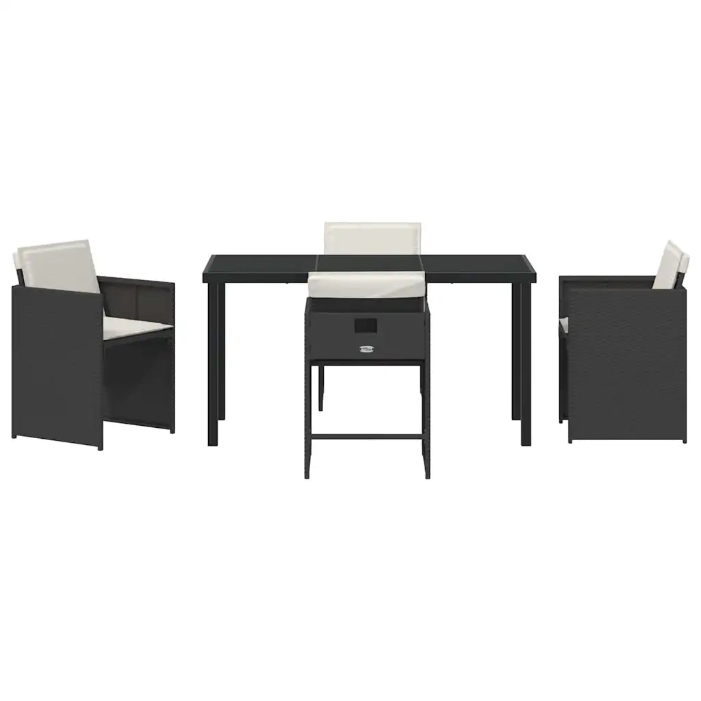 Set da Pranzo per Giardino 5 pz | Set Salotto da Giardino Nero polyrattan