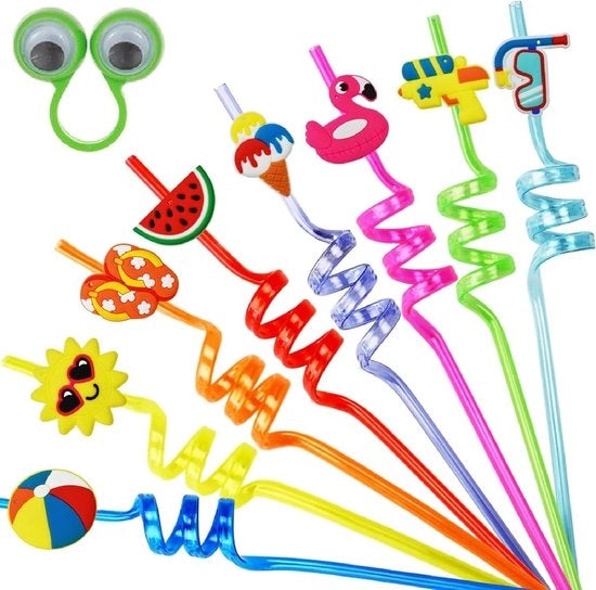 Riciclabili ramoscelli in plastica a spirale - 8 pezzi - ramoscelli per piscina estiva a tema Hawaï - decorazione per compleanni - accessori per feste di Natale