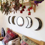 Set di specchi decorativi da parete in stile boho con fasi lunari in acrilico.