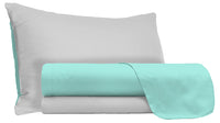 Set Lenzuola 1 Piazza e Mezzo Sopra Sotto e Federe Doubleface Verde Acqua/Grigio Chiaro