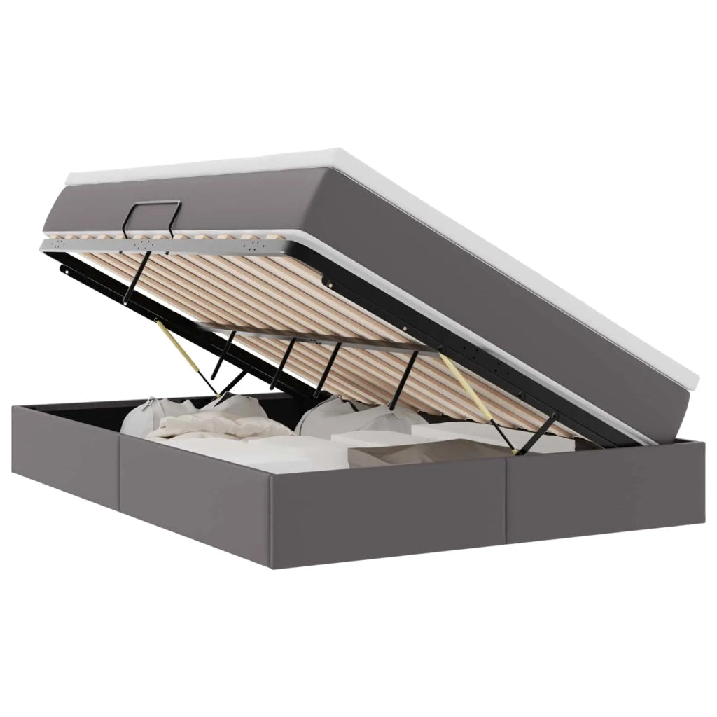 Letto con contenitore e materasso Grigio 140 x 190 cm