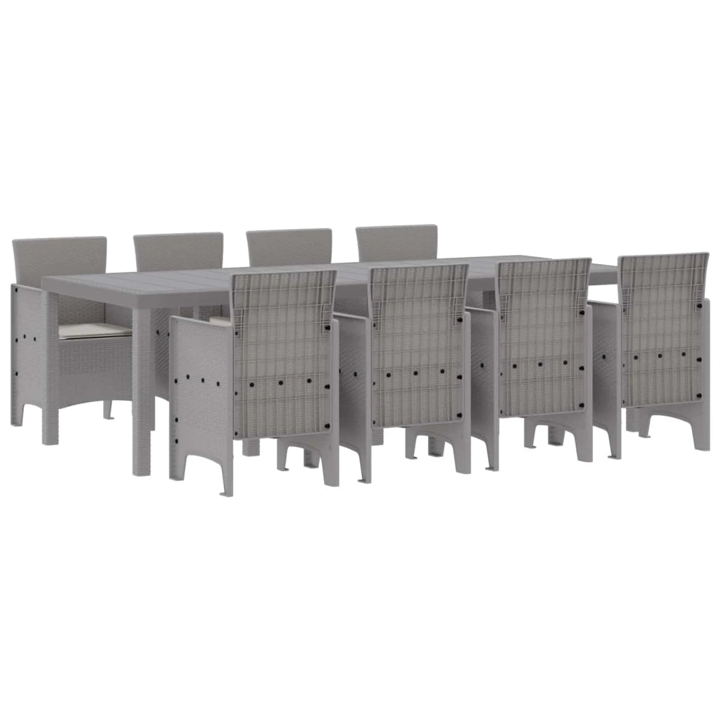 Set da Pranzo per Giardino 9 pcs Grigio chiaro Polipropilene