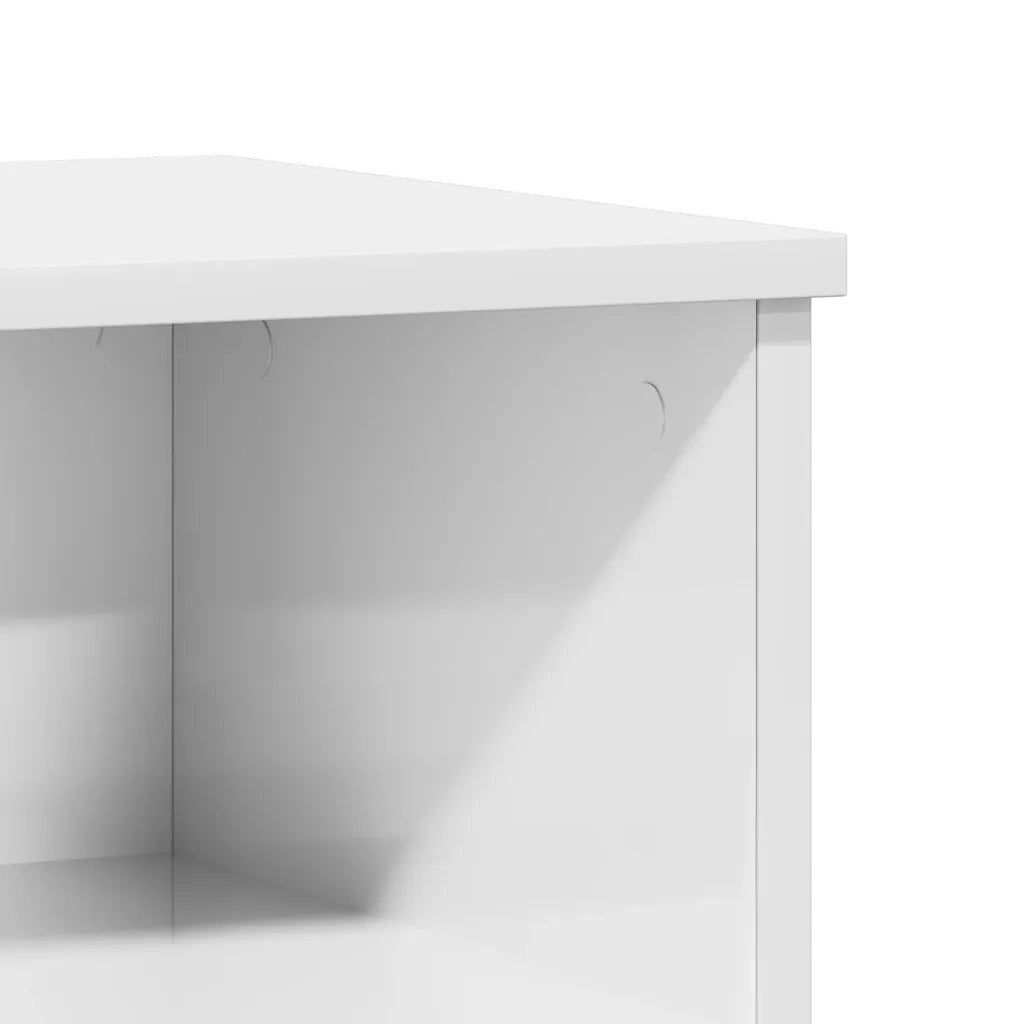 Comodino Bianco Lucido 40x35x50 cm in Legno Multistrato 830640