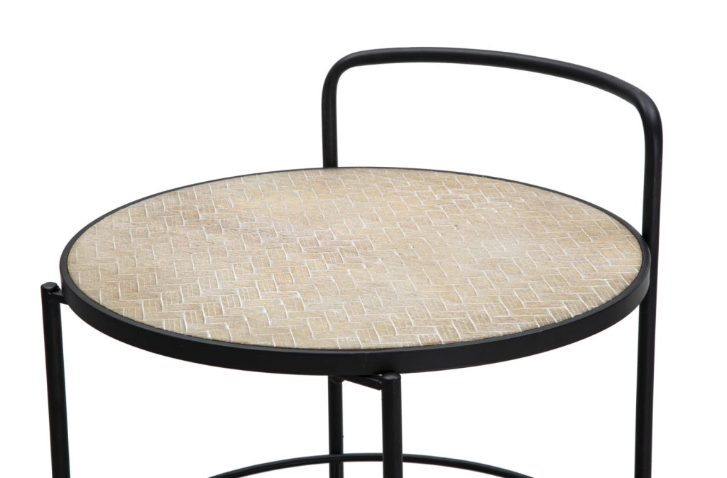Carrello porta oggetti per interni, metallo e legno 40x41,5x82cm nero e marrone Arex