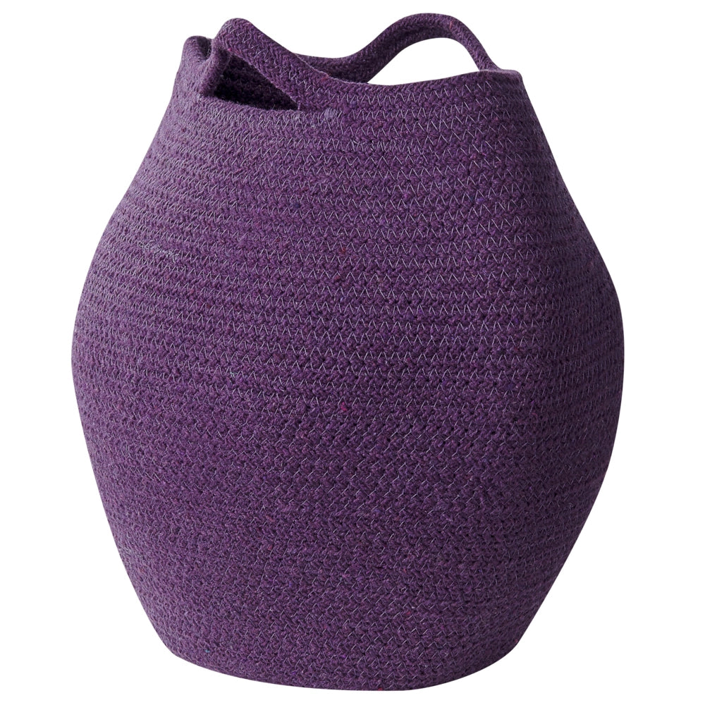 Set di 2 cesti portaoggetti in cotone viola 20 x 30 cm Portabiancheria Contenitori intrecciati a mano