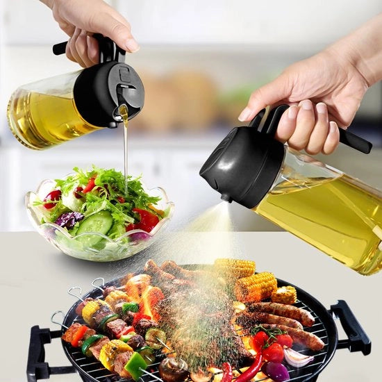 Olioverstuvatrice 2 in 1 per olio di cucina, olieverstuvatrice per airfryer, olieverstuvatrice per cottura, olieverstuvatrice per semi di colza, olieverstuvatrice in vetro per cottura, cottura, grilling e insalate 470 ml