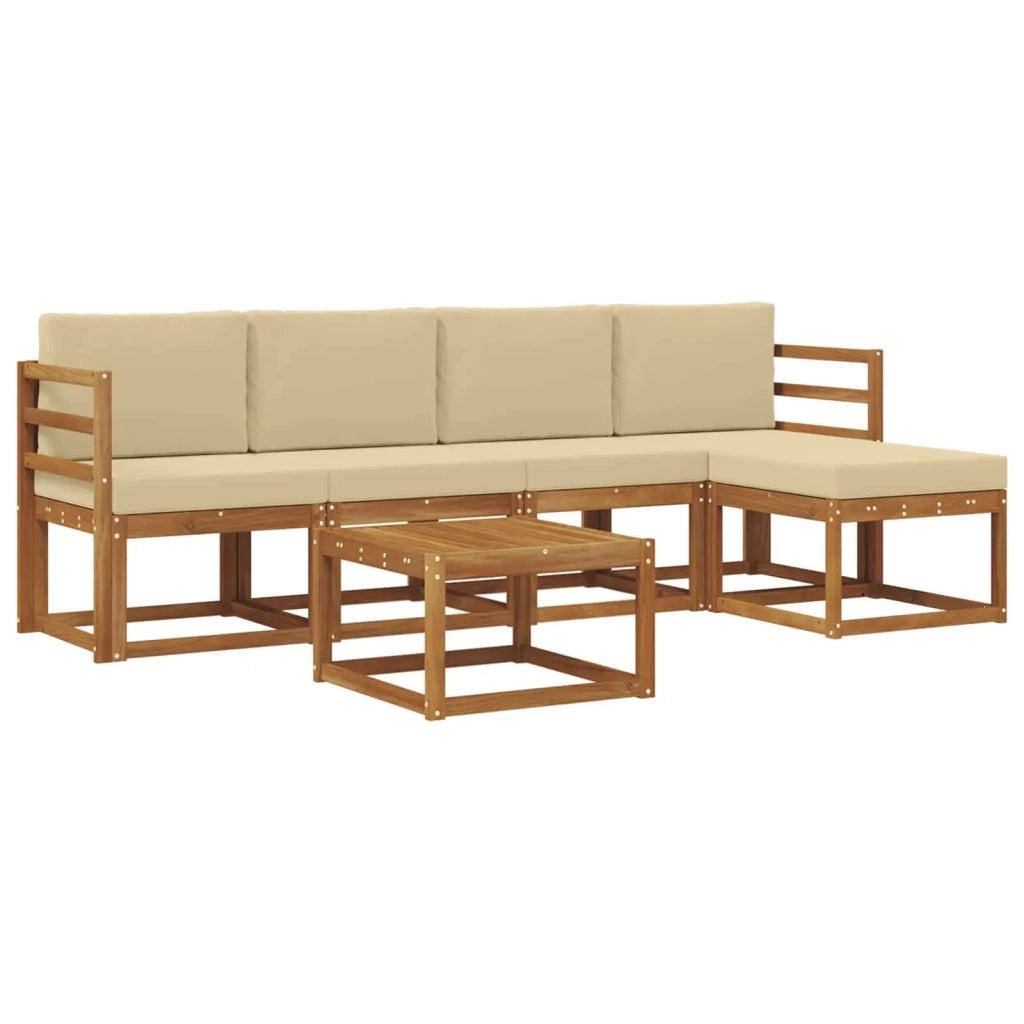 Set di divani da esterno con cuscino 6 pcs Naturale e Beige