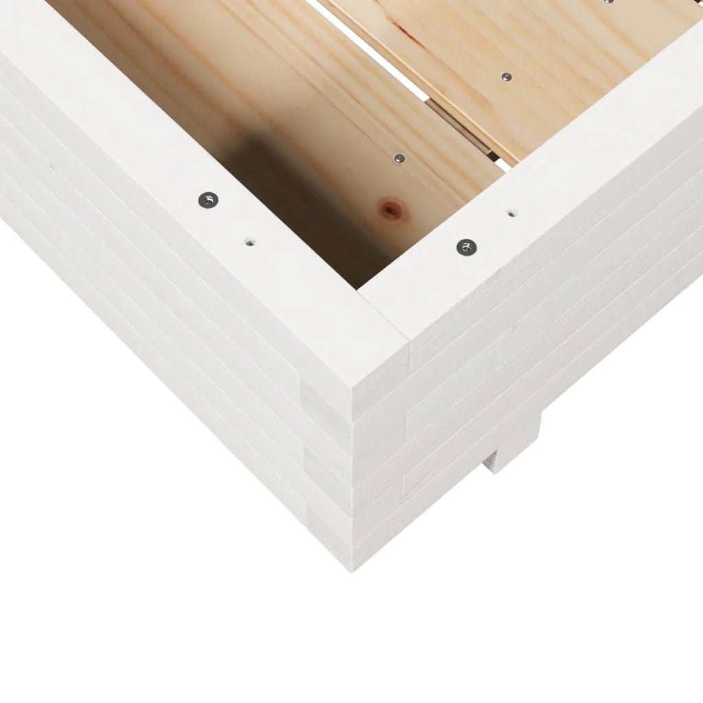 Fioriera rialzata per piante e fiori terrazza giardino 100 x 100 x 26,5 cm legno di pino massiccio bianco 02_0037255
