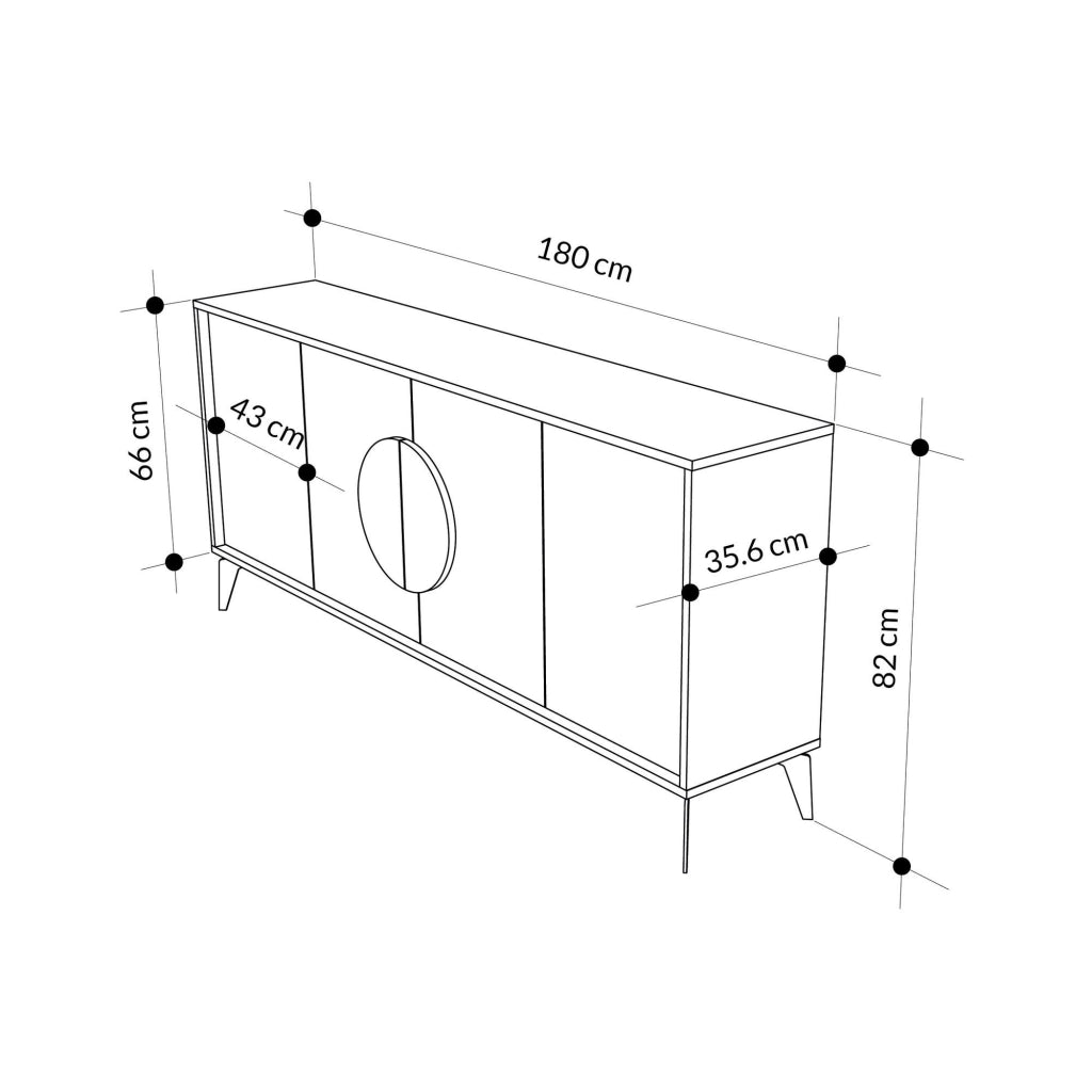 Credenza in legno "Gora Wide" - 180 x 36 x 82 cm - Crema