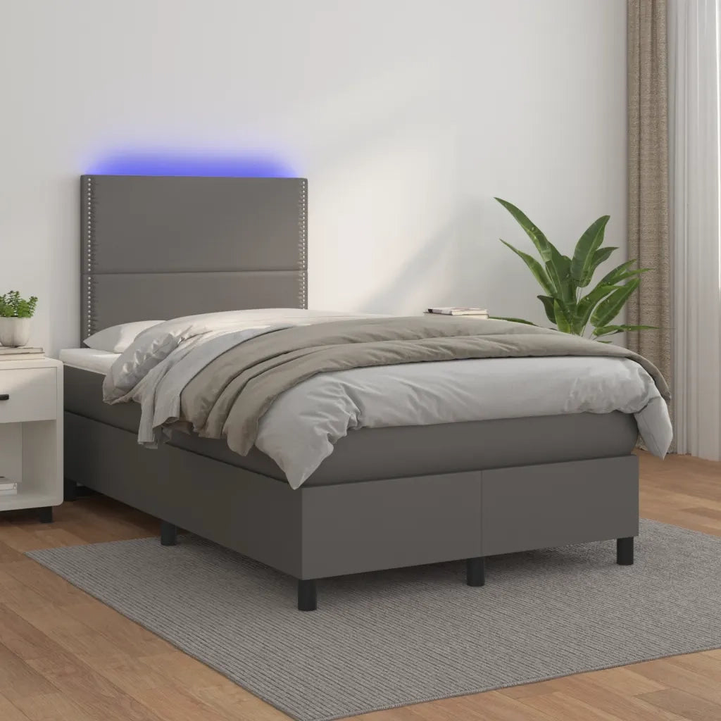 Giroletto Molle con Materasso e LED Grigio 120x190cm Similpelle 3270291