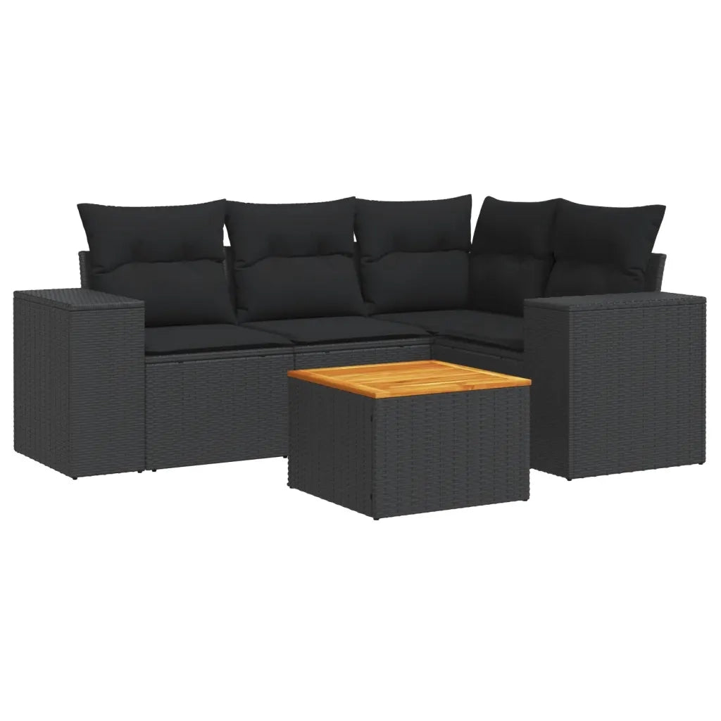 Set Divani da Giardino 5 pz con Cuscini in Polyrattan Nero 3225425