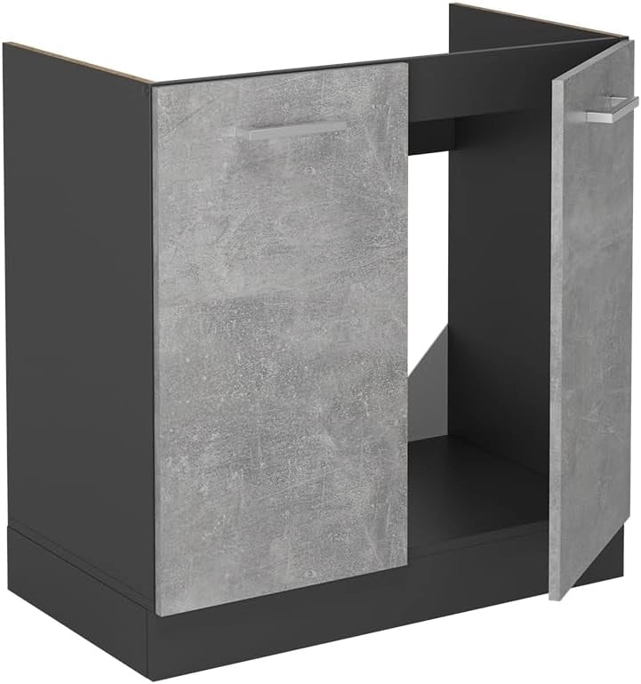 Mobile lavello cucina R-Line, Calcestruzzo, 80 cm, PL Antracite