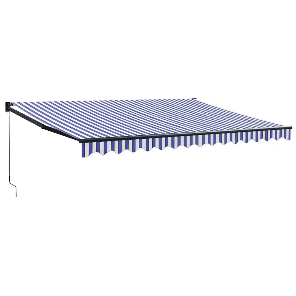 Tenda Sole Retrattile-Tenda parasole per balcone Blu e Bianca 4,5x3 m Tessuto e Alluminio 434732